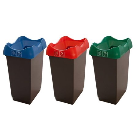 Recycling set TOM, 3 x 50 L bins with coloured lids