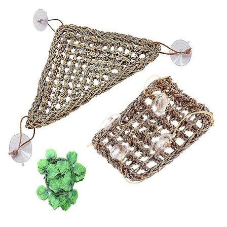 2-pack Skäggagamhängmatta, Reptilklätterdekoration, Ödla Lounger 100% Naturligt Sjögräs Tyghängmatta för Reptiler