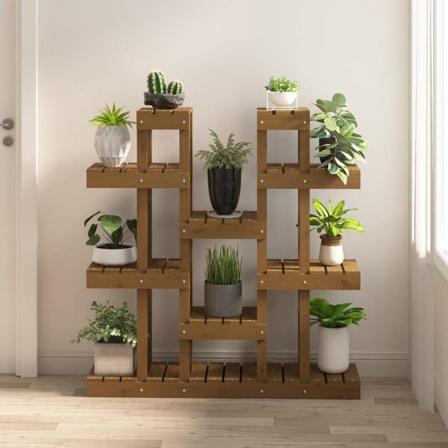 Vidaxl Växtställ Honungsbrunt 104,5x25x109,5 Cm Massiv Furu Brun