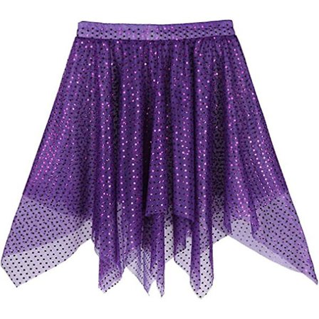 Kvinnors glittrande löparshorts asymmetriska lager kjolar stad kjolar löpning tutu, lila