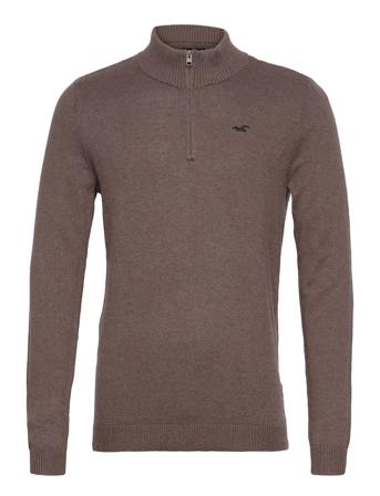 Hco. Guys Sweaters Knitwear Half Zip Pullover Brun Hollister