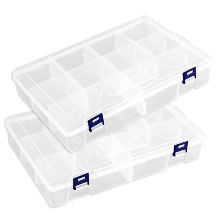 Perleorganisator med 10 rum, lille genstandsopbevaring til smykkefremstilling og håndværk, gennemsigtig opbevaringsboks med justerbare rum