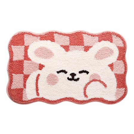 Sjarmerende Rutete Kaninmatte, Søt Matte Med Lys Sterk Design, Sklisikker Ekstra Absorberende Myk Baderomsmatte, Maskinvaskbar, Badekarmatte For Dusj