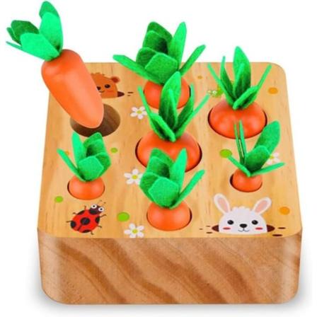Utbilda morot skörd trä barn leksak klassificering spel, utveckla