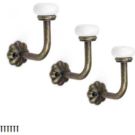 Klädhängare, 3 st Vintage Klädhängare, Keramik Väggmonterad Klädhängare