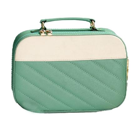 Stor reisetoalettmappe Bærbar sminkeveske Kosmetikkveske med håndtak for kvinner, jenter, liten lysegrønn