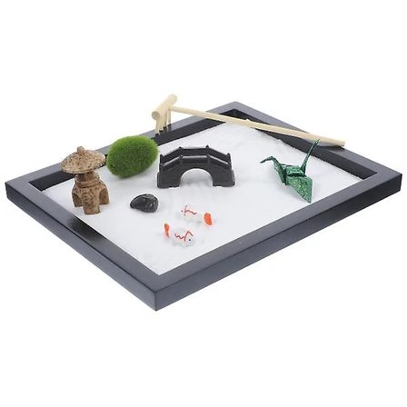 Sæt Zen Have Kit Skrivebord Gør-det-selv Have Sand Sten Ornamenter Til Meditation