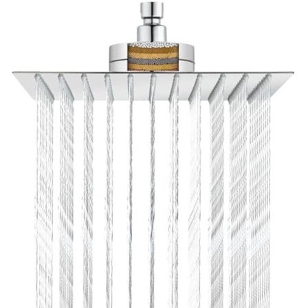 Luksus Regnbruserhoved 25 cm med Indbygget Filter Blødgør Hårdt Vand Forbedrer Hud u0026 Hår Kompatibel med De Fleste Mærker