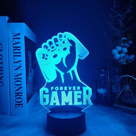 3D LED-lampa Spelrum Ljus Spel Nattlampa Spelbordlampa för Barn Hörlurar Spelzon Ljus Heminredning PresentGrå vit