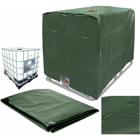 Vattentanksskydd, IBC-tanksskydd för 1000L tank, vattentankbehållare skyddande lock, dammtät anti-UV regnsäker, 120x100x116cm (grön)