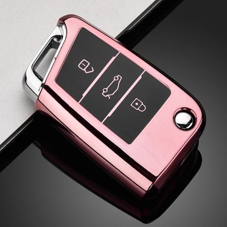 Kolfiber Nytt Mjukt TPU Bilnyckelfodral För Volkswagen För VW Golf 7 mk7 Seat Ibiza Leon FR 2 Altea Aztec För Skoda Octavia