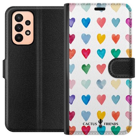 Kompatibelt Lommeboketui til Samsung Samsung Galaxy A23 Cactus and Friends - Watercolor Love Grid