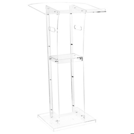 Konferenssipöytä 109 cm-Duoku-Podium jalustalla akryylistä-Lutrin esityksiin-laaja lukupinta