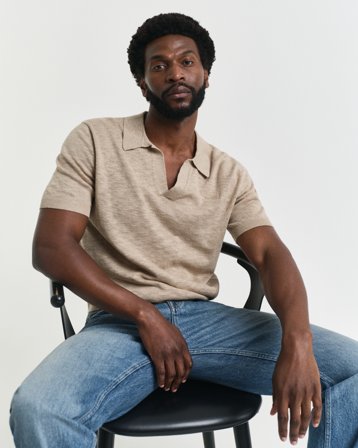 GANT Herren Kurzarm Polopullover aus Leinenmix (XXL)