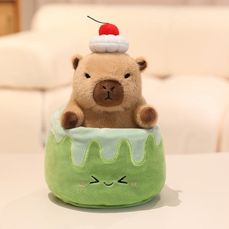 [Jul] Kawaii Capybar Dyreplush Leke, 2 i 1 Søt Capybar Croissant Brød Plush Dukke