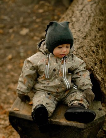 mikk-line Pu Snow Suit 2 Zip Recycled - Aop - Beige - 92