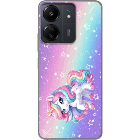 Yhteensopiva Puhelinkuori Xiaomi Redmi 13C Stitch polaroid-kehyksissä sinisillä pastellisävyillä ja suloisilla ilmeillä kollaaseissa sydämillä