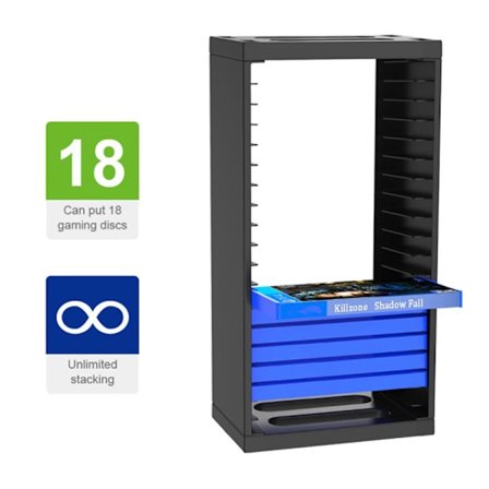 PS4 Multifunksjonell Disic Storage Tower Spill Diskholder