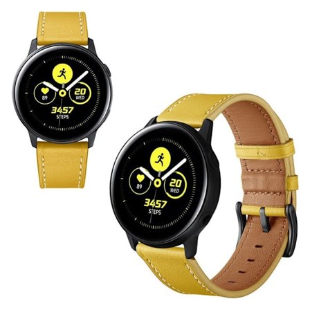 Samsung Galaxy Watch Active / Active 2 - 40mm / Active 2 - 44mm klockarmband i äkta läder - Gul