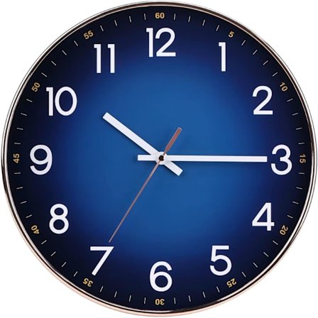 Seinäkellon 12'' Moderni Ruusukullan Seinäkellon Tummansininen Seinäkellon, Laadukas Hiljainen Kvartsi Seinäkellon (Paristokäyttöinen)