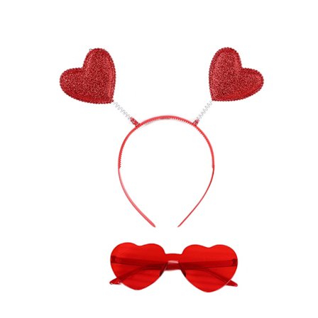 Dame Hjerte Solbriller & Paillet Hårbøjle Sæt Hjerte Hårbøjle til Fotografering