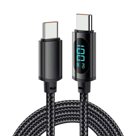 3,3 FT USB C till USB C-kabel 100 W LED-skärmkabel Typ-C laddare för telefoner