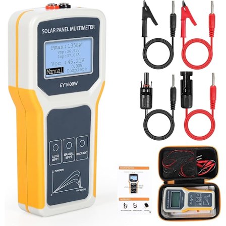 Solpanel Multimeter, EY1600W Fotovoltaisk Panel Multimeter Solpanel MPPT Tester Maksimal Effekt Punkt Effekt Måler
