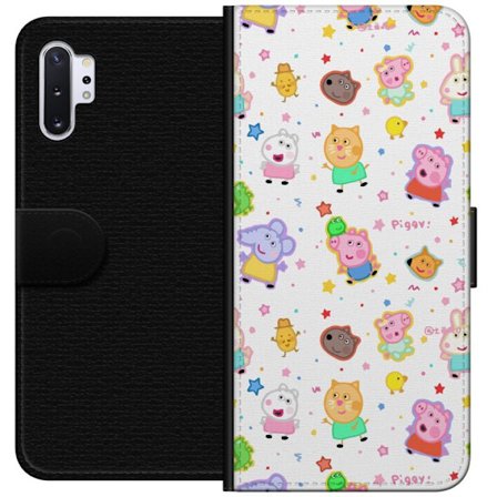 Kompatibelt Lommeboketui til Samsung Galaxy Note10+ Fargerike tegneserie dyrekarakterer i en leken stil med stjerner og prikker på en lys bakgrunn