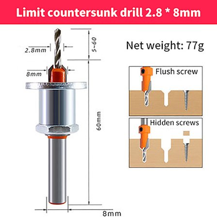 Justerbar Countersink Woodworking Router Core Limiter Alloy Dr