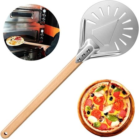 7" Pizza Vendeskovl Pizza Padle Pizza Server Kagespatel med Træhåndtag til Pizzasten Grill Bagt Brød Tærter Cookies Kage Bageværktøj Ki