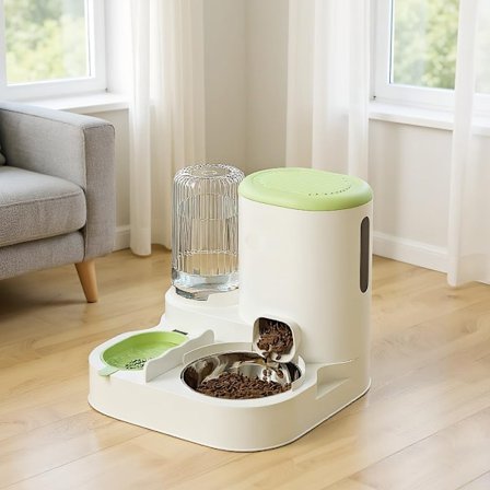 2-i-1 Automatisk Kattmatare och Vattenautomat – Husdjursmatare och Vattendispenser för Katt och Hund