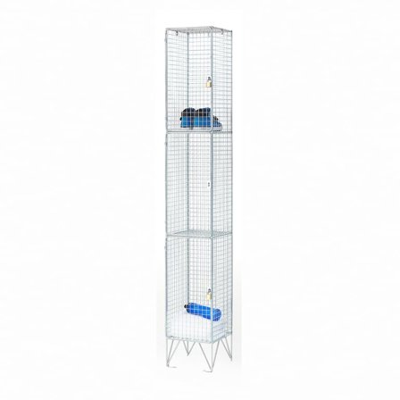 Wire mesh locker, 3 doors, 1980x305x457 mm