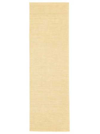 Handloom Flat 80X250 Mały Przygaszony Żółty Jednobarwny Chodnik Dywan Wełniany