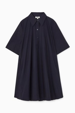 COS Damen Kurzes Hemdblusenkleid In A-Linie - Blau