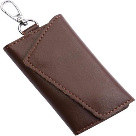 Ægte læder nøglepung, bilnøglepung med nøglering, multifunktionel, stor kapacitet nøglepung