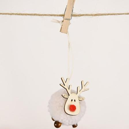 3stk Julefilt Tre Elg Hengende Ornamenter Treull Filt Reinsdyr Hvit
