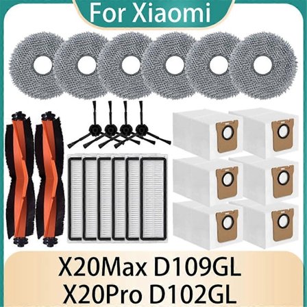 X20 Max D109GL robotti-imurin lisätarvikkeet X20Pro D102GL osat rullaharja suodatin moppityynyt pölypussit