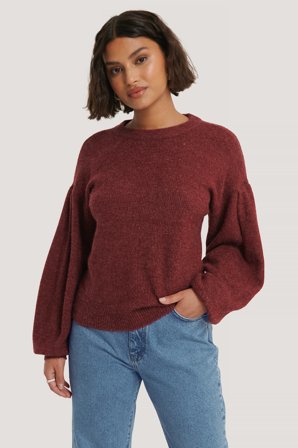 NA-KD Trend Drop-Shoulder Strickoberteil - Strickware - Rot - XX-Large