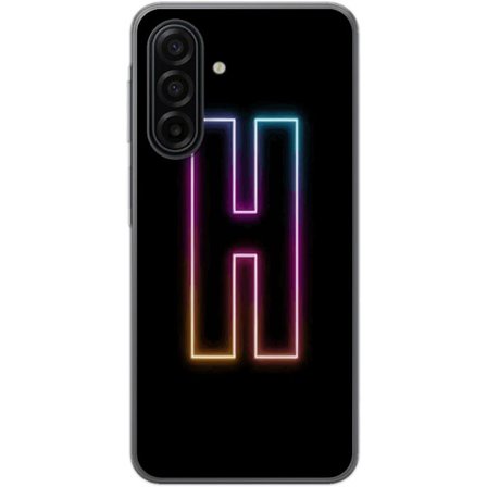 Kompatibelt Mobildeksel til Samsung Galaxy A17 5G Minimalistisk neonbokstav H i fargeskiftende lys mot svart bakgrunn med moderne typografisk følelse