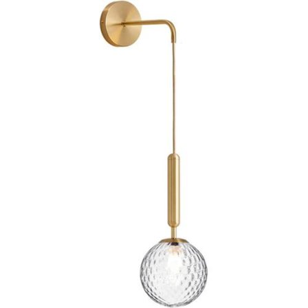 Moderne E27 hængende glaslampeskærm væglampe, nordisk minimalistisk sengelampe til soveværelse stue gang (gennemsigtig messing)