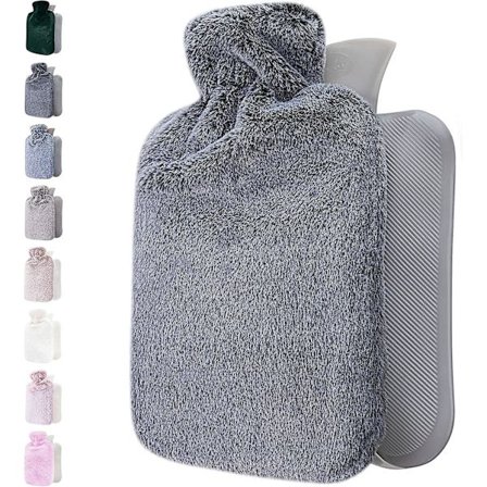 Varmtvandsflaske med blødt betræk - 1,8 l stor - Varmtvandspose til