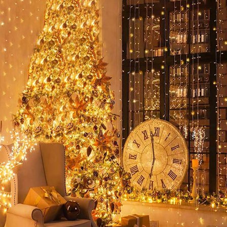 (varmvit) Gardinlampor 6m x 3m, 600 LED, 8 Jul Ljus