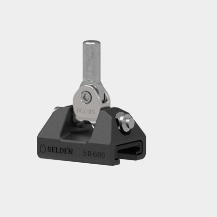 Seldén S22 Batten Car med M10 toggle, robust fullattestravare i rostfritt stål och svart komposit för segelbåtar.