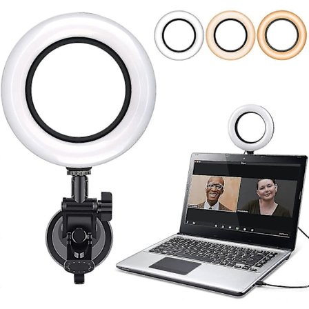 Videokonferansebelysningssett, datamaskin/laptop-skjerm LED-videolys Dimbar 6500k Ringlys for fjernarbeid, Zoom-samtaler, kringkasting