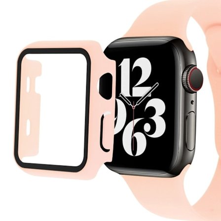 Apple Watch SE 2022 (44mm) cover with tempered glass screen protector - Light Pink