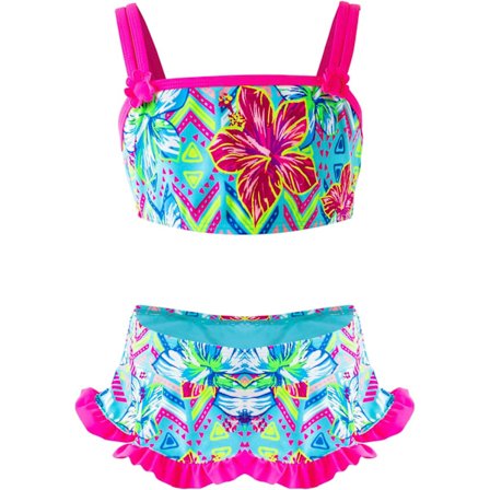 Todelt bikinisett, flamingo-ruffle badedrakt, sommerstrandsportsklær for småbarn