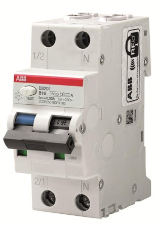 ABB 2CSR255180R3164 Personskyddsautomat 6kA, C-karakteristik, typ A DS201 C16 A300, Anslutningsdon & kablar