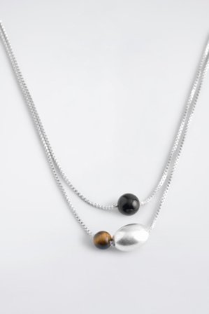 COS Men's Collar De Doble Cadena Diseño Piedra in Plateado