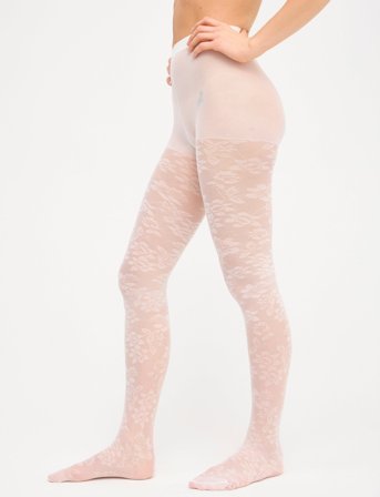Lindex Tights 30 Den Spring Floral - White - L