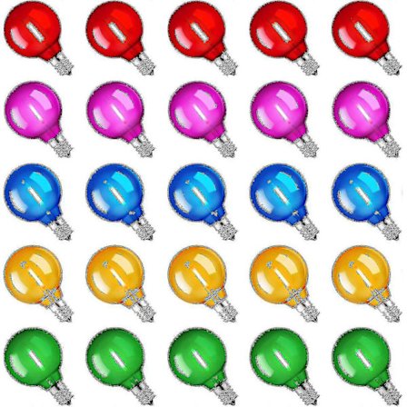 Premium 25-pack Multicolor G40 LED Julbelysningslampor UL-certifierade 1 Watt E12 / C7 Ljusstakebas Plast Krosssäker LED-lampor